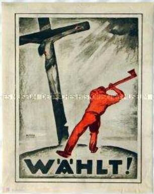 Plakat gegen eine Wahl linker Parteien