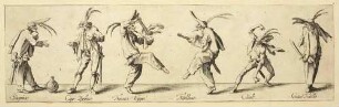Verschiedene Figuren nach Callot aus der Radierfolge Balli di Sfessania, Blatt 5
