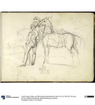 Reiter und Pferd beieinanderstehend
