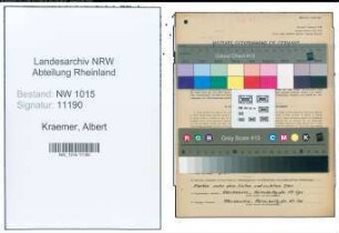 Entnazifizierung Albert Kraemer , geb. 19.09.1906 (Maler)