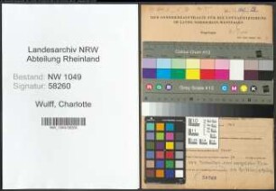 Entnazifizierung Charlotte Wulff , geb. 30.06.1910 (Musikerin)