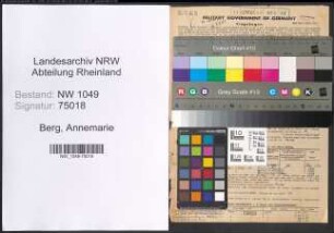 Entnazifizierung Annemarie Berg , geb. 27.06.1909 (Lehrerin)