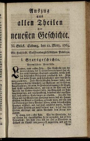 XI. Stück. Coburg, den 12. Merz, 1763.