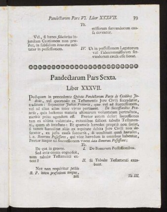 39-64, Pandectarum Pars Sexta. Liber XXXVII. - XLIV. Pandectarum Pars Septima. Liber XLV. - L.