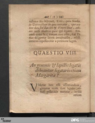 Quaestio VIII.