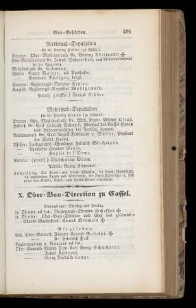 X. Ober=Bau=Direction zu Cassel.