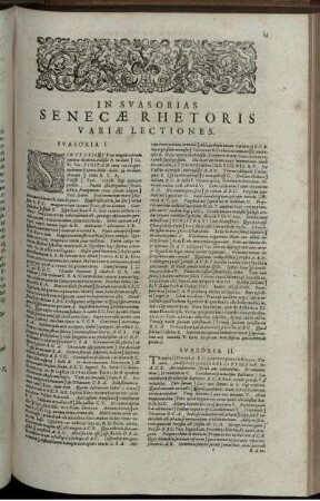 In Suasorias Senecae Rhetoris Variae Lectiones
