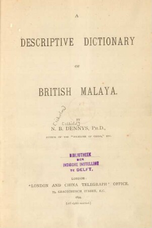 A descriptive dictionary of British Malaya