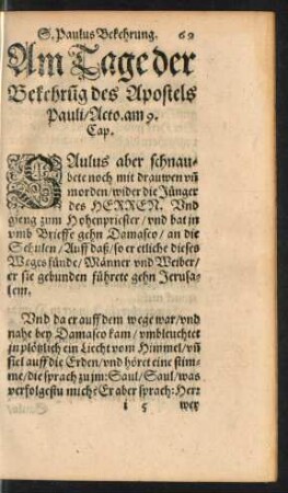 Am Tage der Bekehrung des Apostels Pauli ...