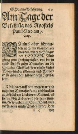 Am Tage der Bekehrung des Apostels Pauli ...
