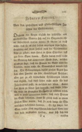 Zehntes Kapitel. Von den gichtischen und gliederflüssigen Zufällen der Gebärmutter.