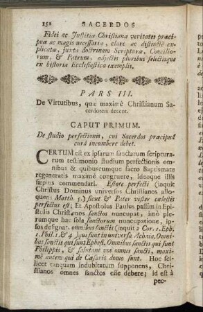 Pars III. De Virtutibus, quæ maximè Christianum Sacerdotem decent.
