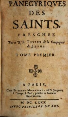 Panegyriqves Des Saints. 1