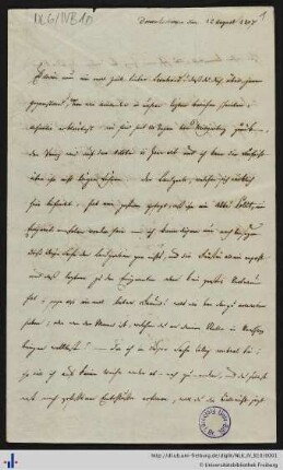 Nachlass Johann Leonhard Hug (NL 6/IV B 10) : Brief von Joseph von Laßberg an Johann Leonhard Hug