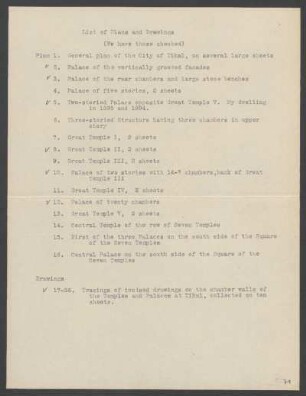 List of Plans and Drawings