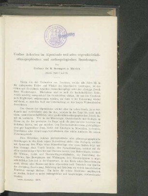 Uralter Ackerbau im Alpenlande und seine urgeschichtlich - ethnographischen und anthropologischen Beziehungen.