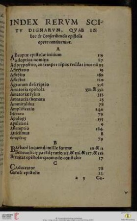 Index rerum scitu dignarum, quab in hoc de conscribendis epistolis opere continentur