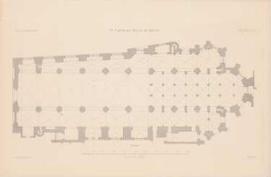 Katharinenkirche, Lübeck: Grundriss (aus: Atlas zur Zeitschrift für Bauwesen, hrsg. v. G. Erbkam, Jg. 21, 1871)