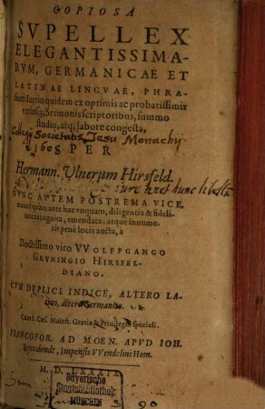 Copiosa Suppellex elegantissimarum, germanicae et latinae phrasium