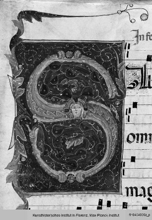Antiphonar H : Initiale S mit dem Kopf Christi