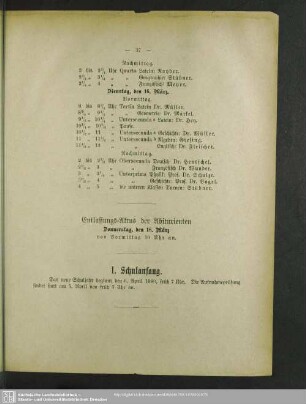 I. Schulanfang