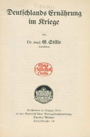 Deutschlands Ernährung im Kriege