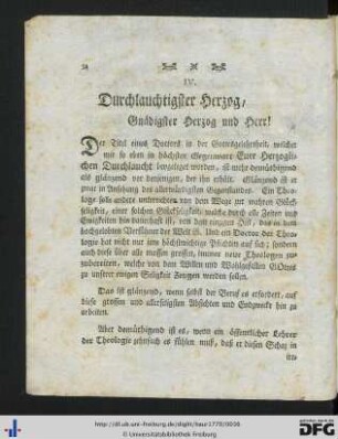 Durchlauchtigster Herzog, Gnädigster Herzog und Herr!
