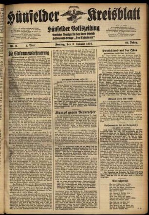 Erste Ausgabe vom Freitag, den 05. Januar 1934.