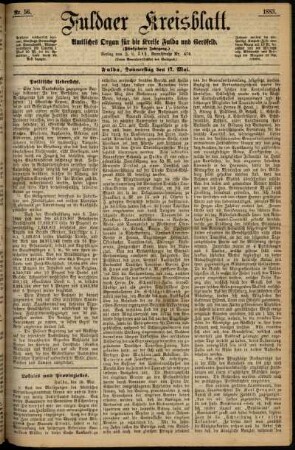 Erste Ausgabe vom Donnerstag, den 17. Mai 1883.