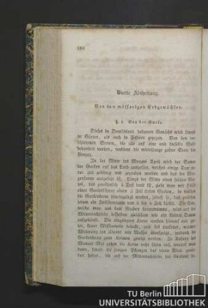 Vierte Abtheilung. Von den wässerigen Erdgewächsen.