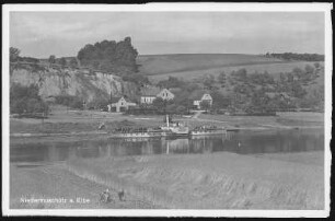 Niedermuschütz. Blick auf Niedermuschütz m. Dampfer Lobositz