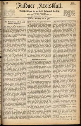 Erste Ausgabe vom Dienstag, den 11. Juli 1882.