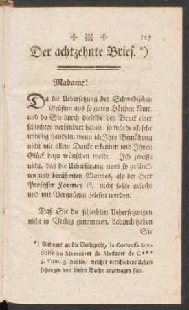 Der achtzehnte Brief.