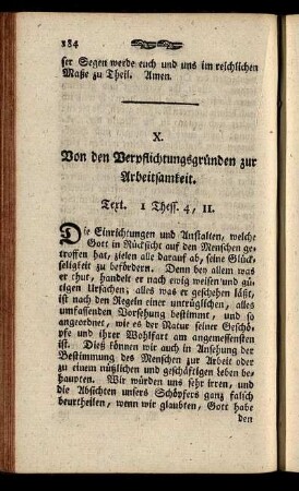 X. Von den Verpflichtungsgründen zur Arbeitsamkeit. Text. I Thess. 4, II.