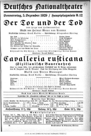 Cavalleria rusticana (Sizilianische Bauernehre)