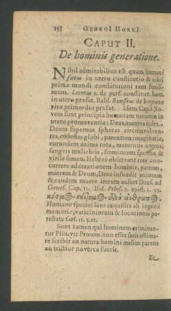 Caput II. De hominis generatione.