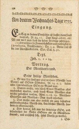 Am dritten Weihnachts-Tage 1755