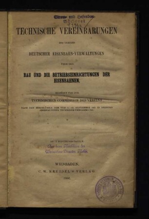 Technische Vereinbarungen des Vereins Deutscher Eisenbahn-Verwaltungen über den Bau und die Betriebseinrichtungen der Eisenbahnen