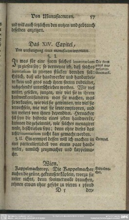 Das XIV. Capitel, Von verfertigung eines manufacturinventarii