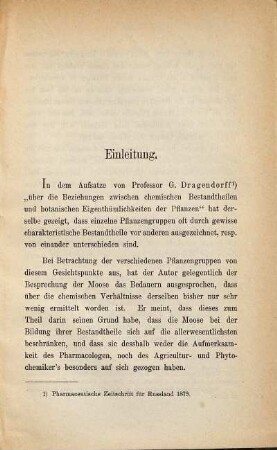 Beiträge zur Chemie der Laubmoose : Inaugural-Dissertation