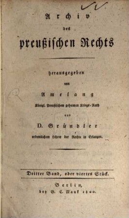 Archiv des preußischen Rechts. 3, 3. 1800
