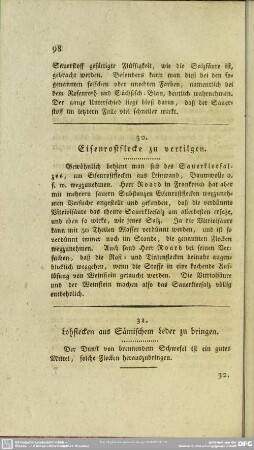 30. Eisenrostflecke zu vertilgen