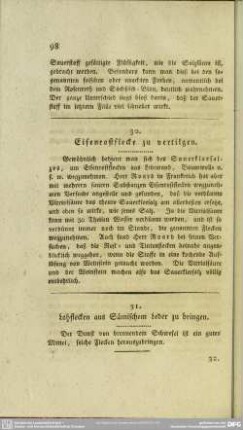 30. Eisenrostflecke zu vertilgen