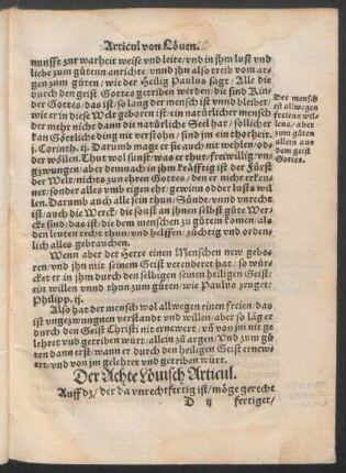 Der Achte Lövisch Articul.