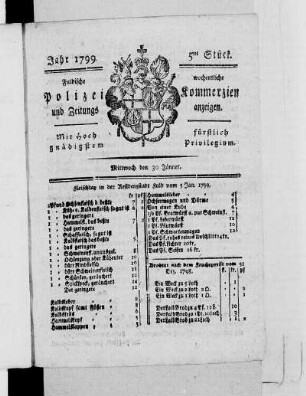 5tes Stück, Ausgabe vom 30. Januar 1799