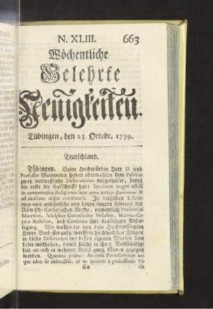 XLIII. (23. Octobr. 1739)