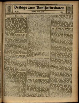 Zweite Ausgabe vom Sonntag, den 16. Juni 1929.