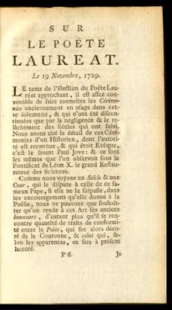 Sur le Poete Laureat