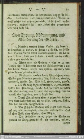 Von Endung, Abstammung, und Abänderung der Wörter
