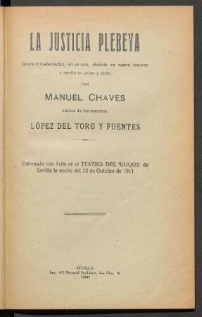 La justicia plebeya : drama lírico-fantástico, en un acto, dividido en cuatro cuadros y escrito en verso y prosa